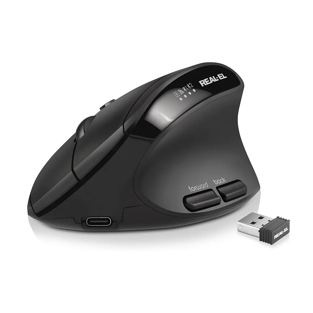 Мишка REAL-EL RM-490W Wireless/Bluetooth Black (EL123200058) - фото 3