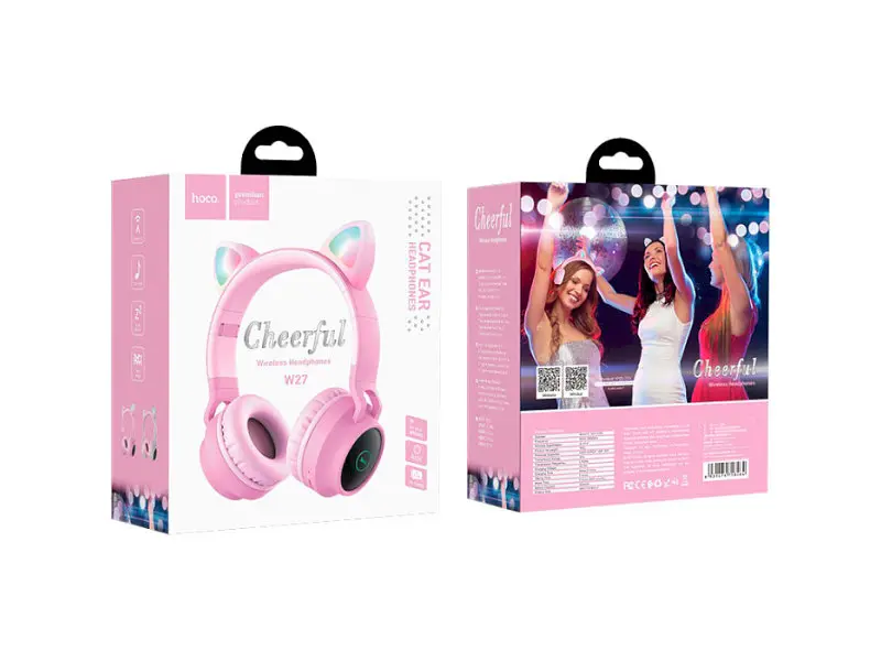 Навушники з мікрофоном Hoco W27 Cat Ear Pink - фото 6