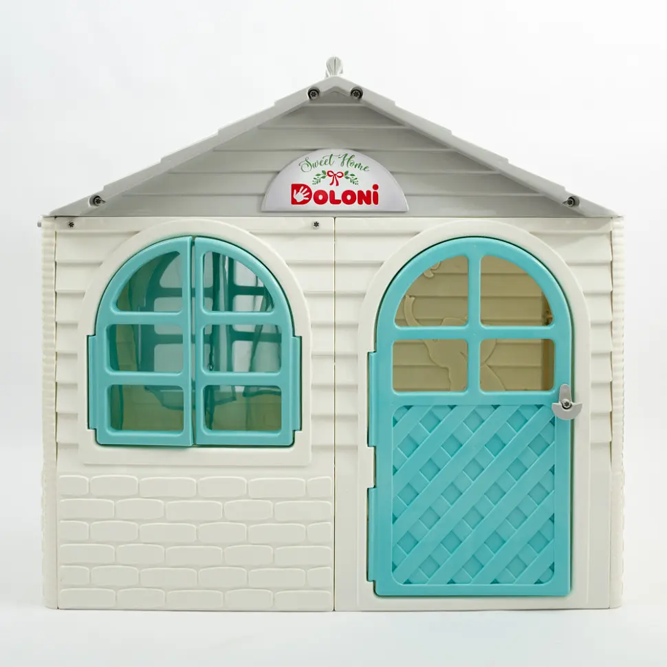 Ігровий Будиночок зі шторками Doloni Toys 02550/15 Біло-Бірюзовий - фото 5