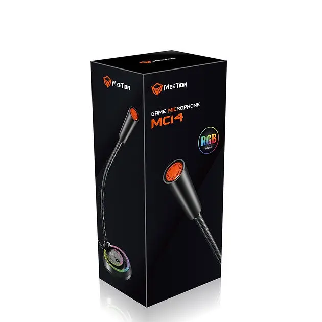 Настольный USB-микрофон MeeTion MT-MC14 с подсветкой RGB 5В Гусиная шея на 360 градусов Черный - фото 5