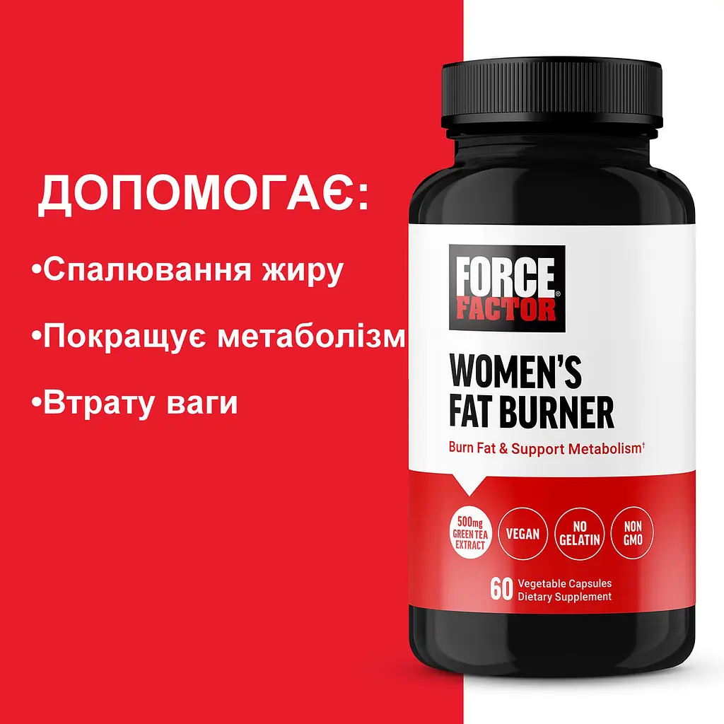 Біокомплекс Women's Fat Burner для спалення жиру, для жінок, 60 рослинних капсул, Force Factor. - фото 2