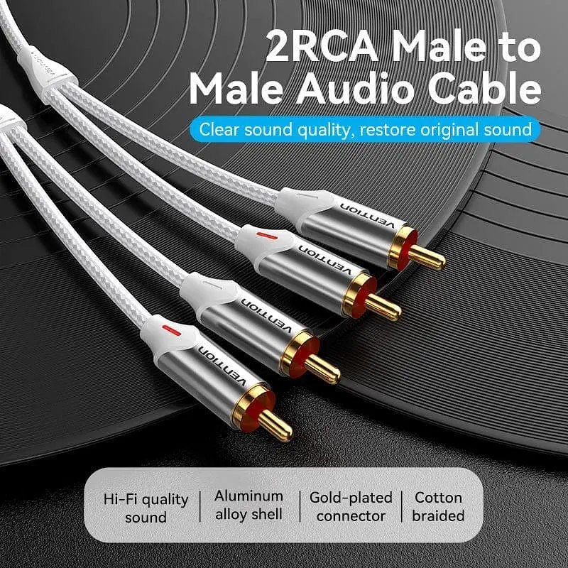 Кабель Audio 2RCA-2RCA Vention 10m PVC Shell White (BCQIL) - фото 3