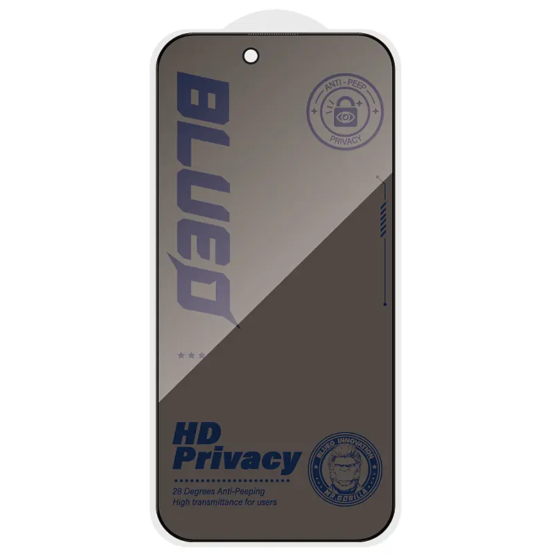 Захисне 2.5D скло Blueo Full Cover Anti-Peep для Apple iPhone 18 Pro (6.3") Чорний - фото 2