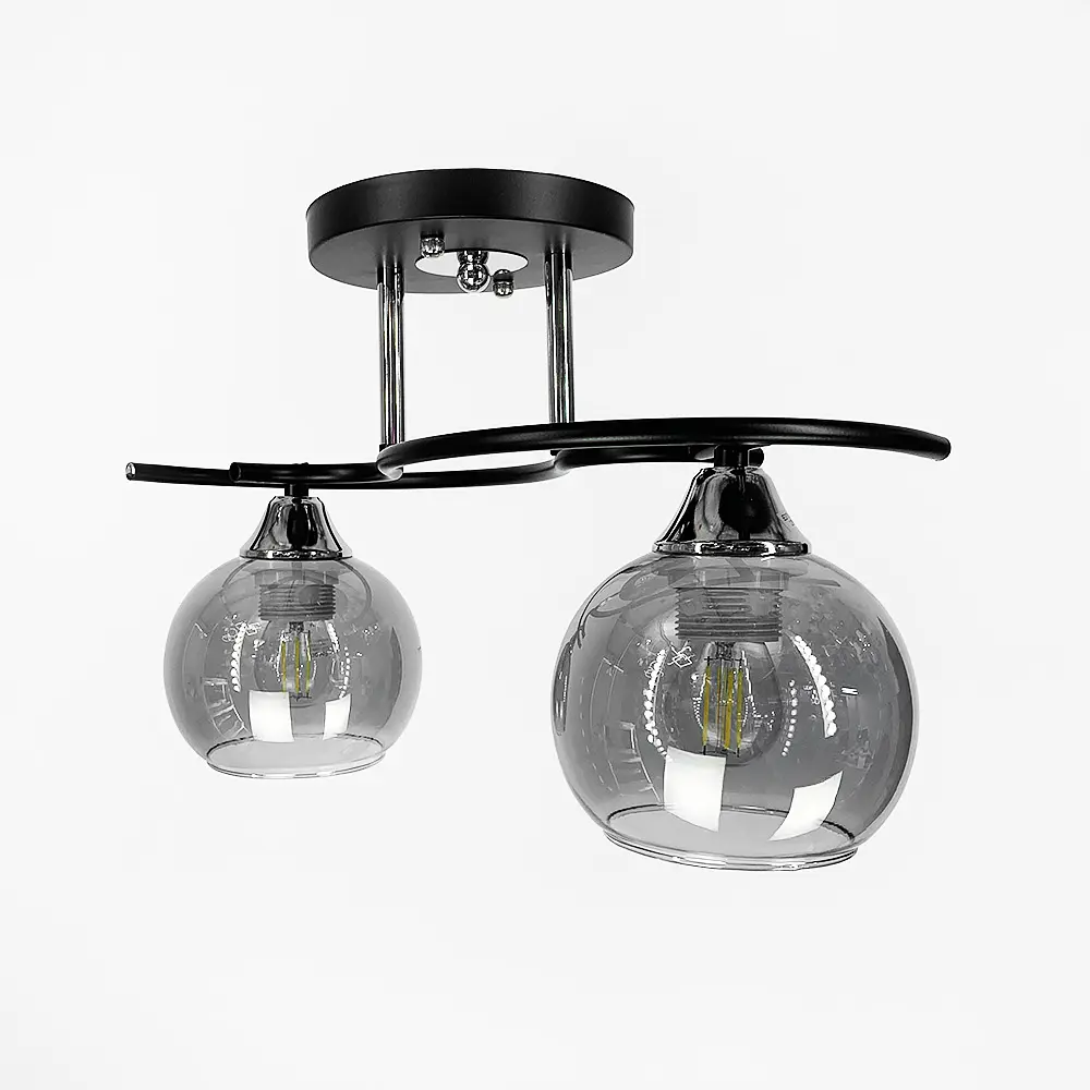 Современная люстра в черном корпусе на 2 графитовых плафона Ст. 11585/2D | Line F - фото 2