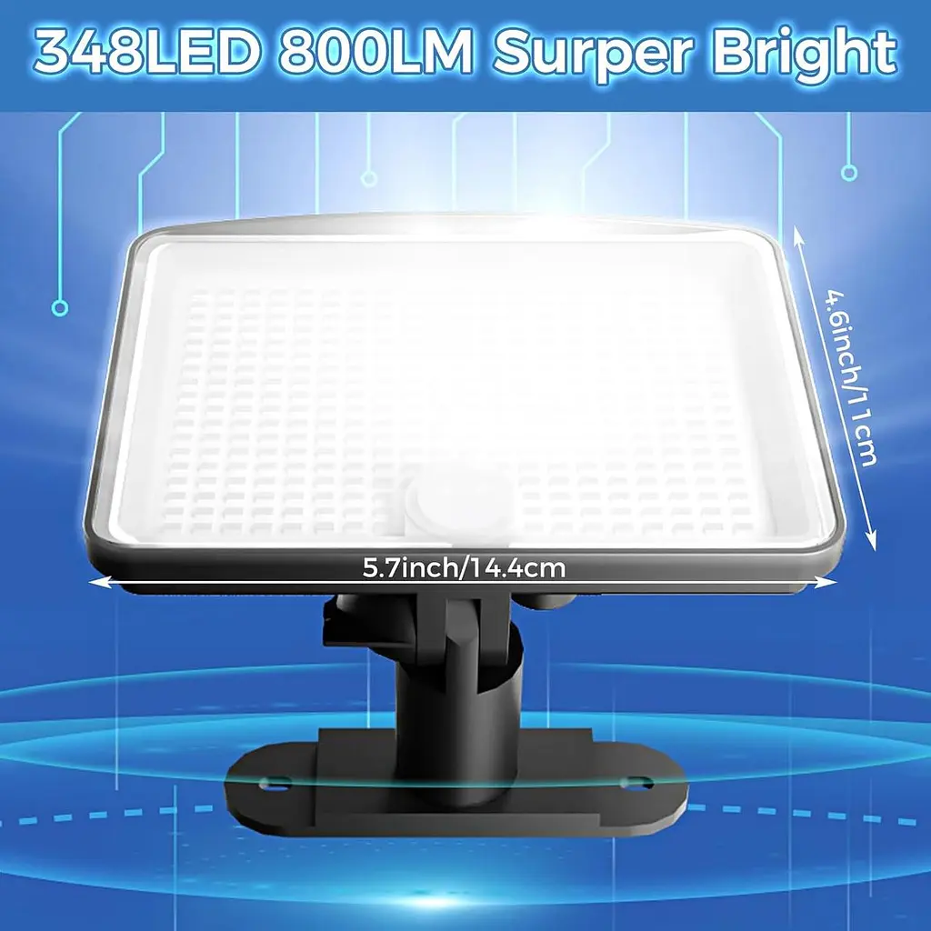 Сонячний вуличний прожектор Peasur 348 LED з сенсором руху та захистом IP65 - фото 3