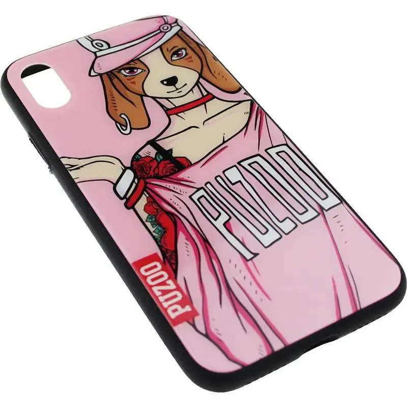 Чохол-накладка PUZOO Glass Printing with TPU Yuppie iPhone X Annie Pink - фото 3
