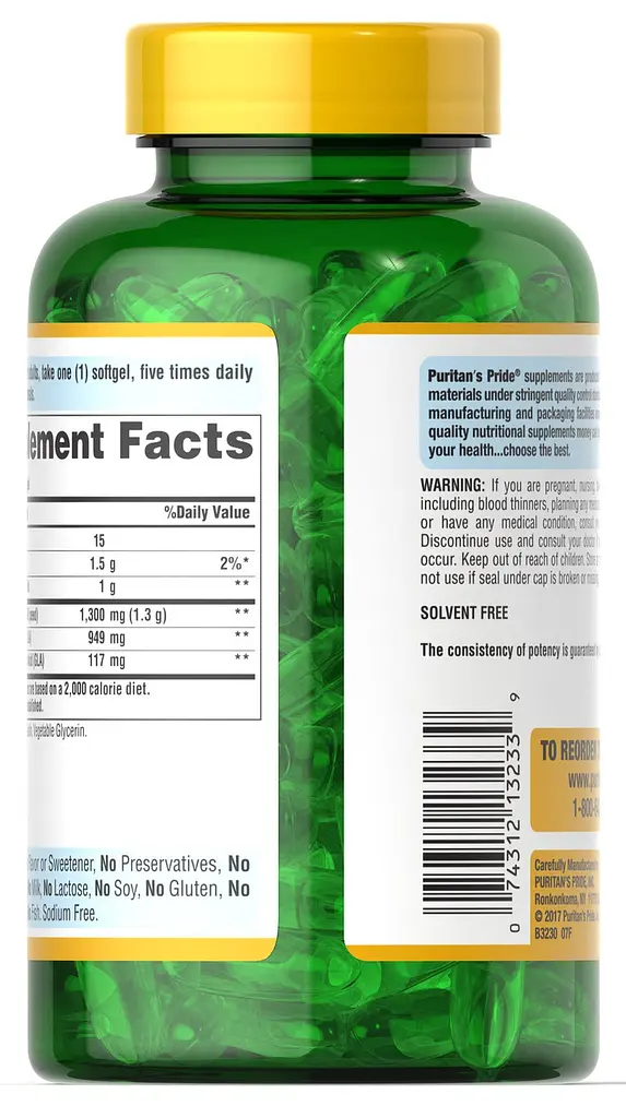 Олія вечірньої примули Puritan's Pride Evening Primrose Oil 1300 мг 120 гел капс - фото 2