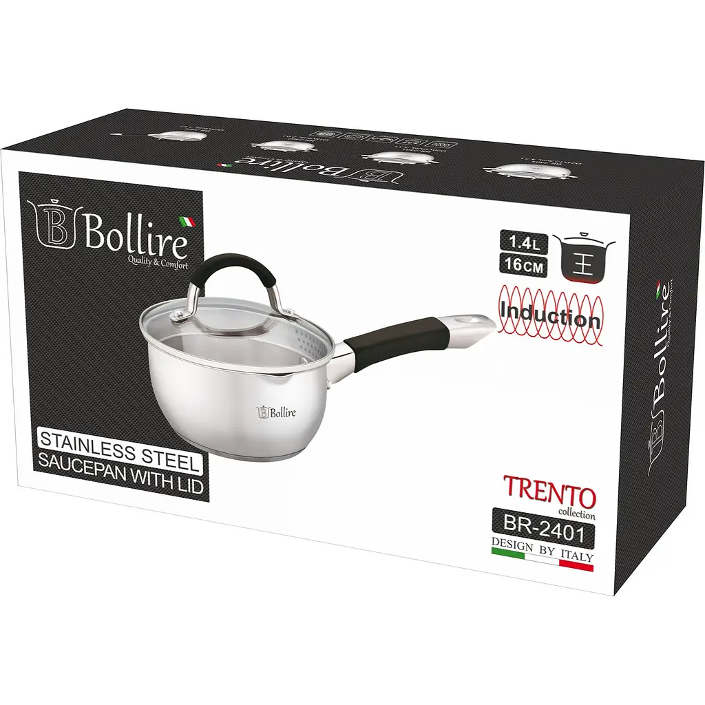 Ковш с крышкой Bollire Trento, 16 см, 1,4 л (BR-2401) - фото 3