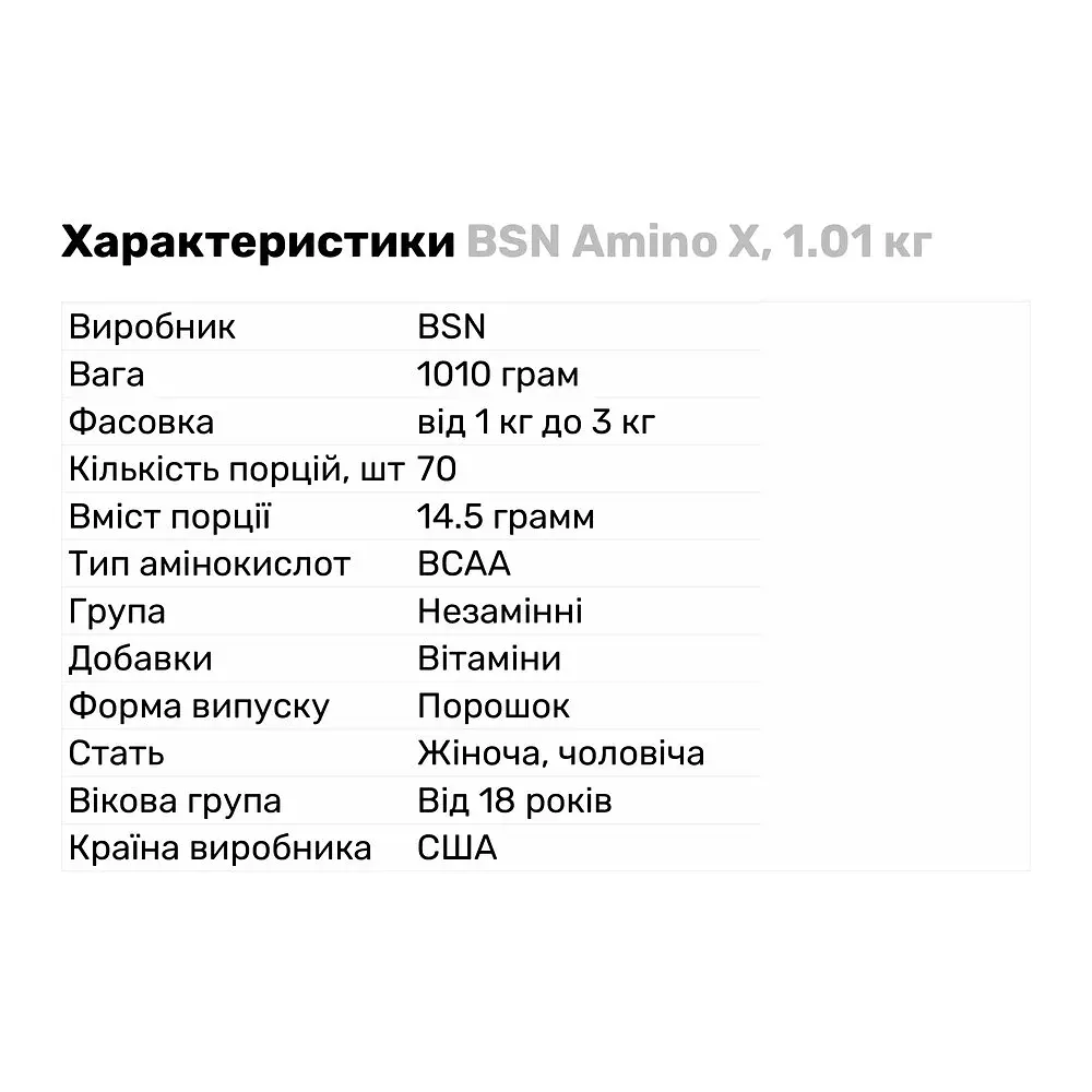 Амінокислота BCAA BSN Amino X, 1.01 кг - Фруктовий пунш - фото 2
