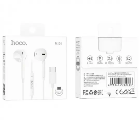Навушники Hoco M101 Crystal joy Type-C wire-controlled digital earphones with microphone білі - фото 2