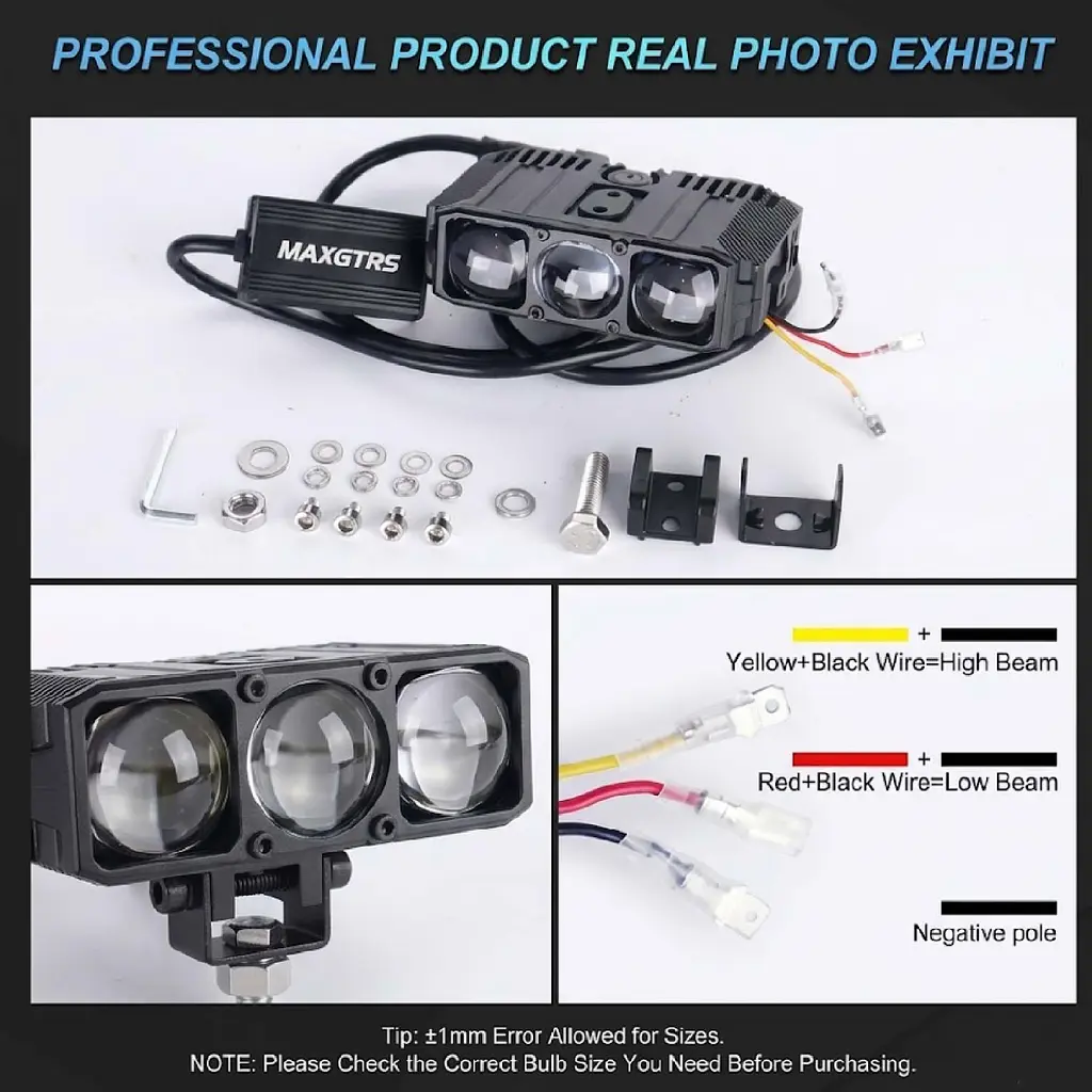 LED Фара Світлодіодні три лінзи 85W 8500Lm 6500K / 3200K DC9-30V IP66 (E06L) 1 шт. - фото 2