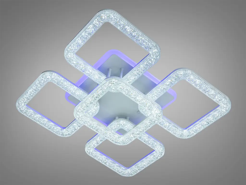 Люстра стельова LED Diasha 2205/4+1WH, 80W, 3200K-6500K, білий акрил, сучасний стиль для дому - фото 2