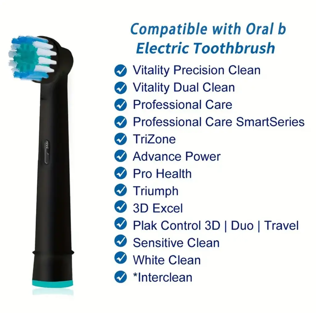 Змінні насадки для електричної зубної щітки Oral-B 4 шт., підходять для Precision Clean, Advance Power та ін. Чорні - фото 8