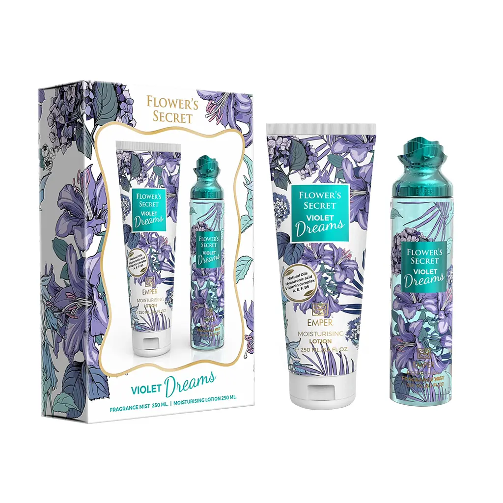 Подарунковий набір жіночий Emper Flower`s Secret Violet Dreams 250 мл body mist + 250 мл body lotion (MM36054) - фото 2