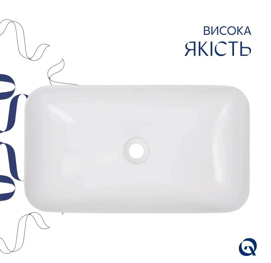 Раковина накладная Qtap Tern 610x350x135 мм, White, прямоугольная, без донного клапана QT17118140W - фото 3
