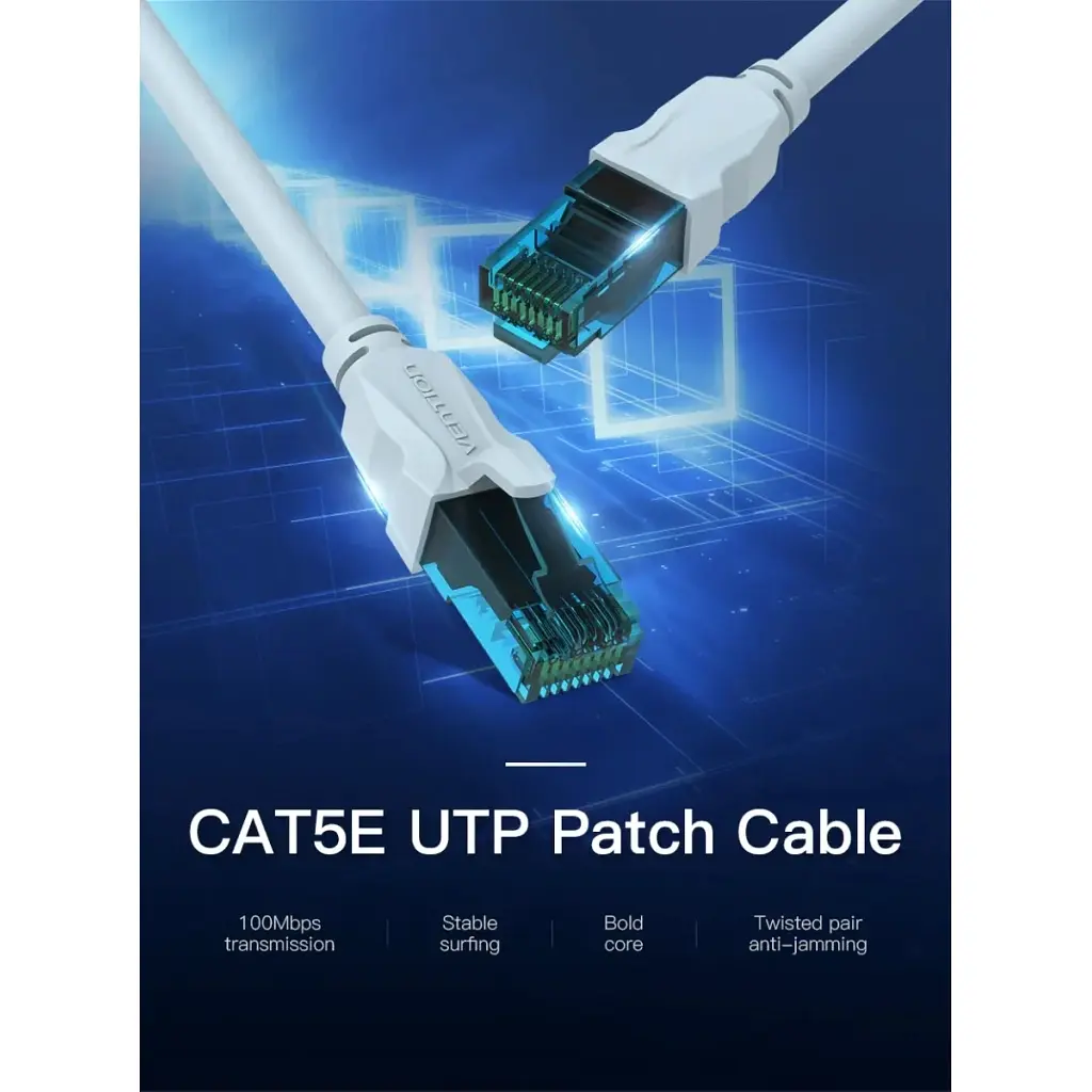 Патч-корд Vention 5 м, RJ-45 Cat. 5e UTP синій (VAP-A10-S500) - фото 3