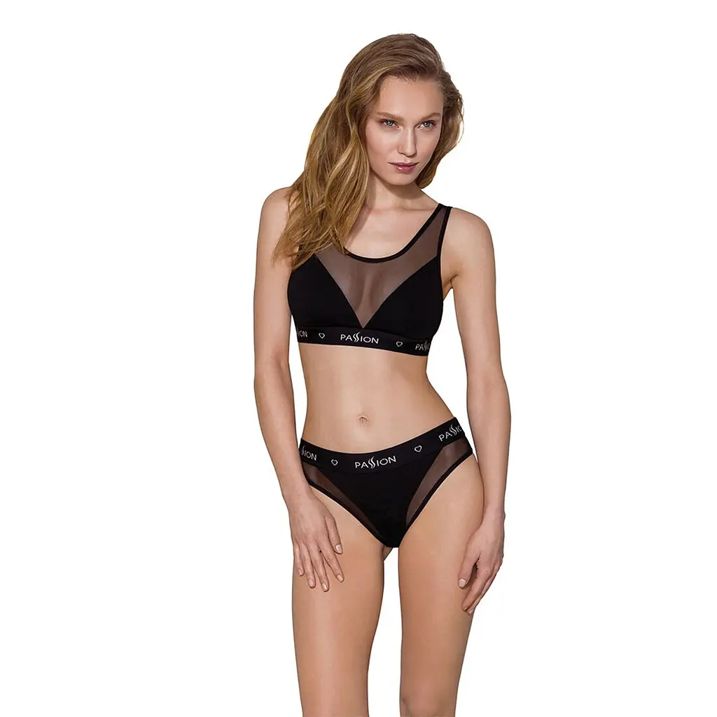 Топ з прозорою вставкою Passion PS002 TOP XL, black - фото 3
