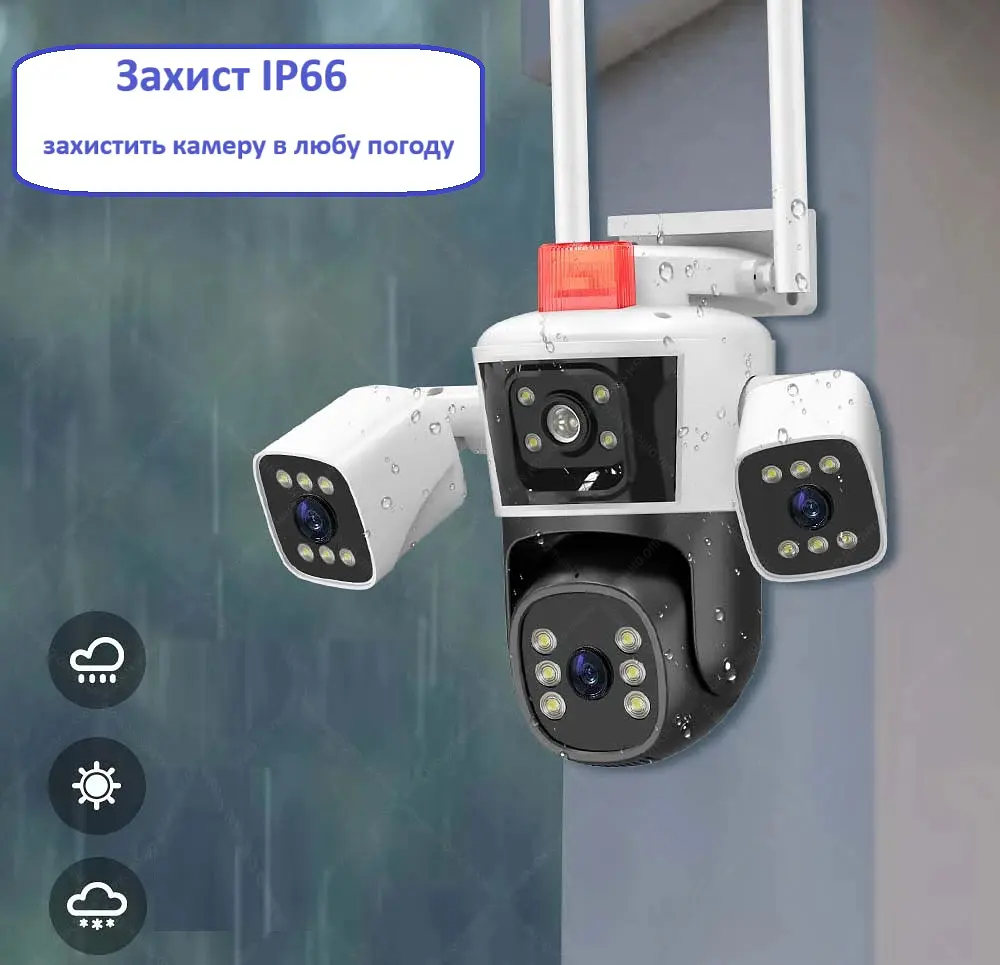 Вулична WiFi IPкамера IPC24-6K  12Мп  біло-чорна 3 незалежних об'єктиви поворотні - фото 3