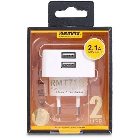 Зарядний пристрій Remax RMT-7188 Moon 2.1A 2 USB 220V White - фото 3