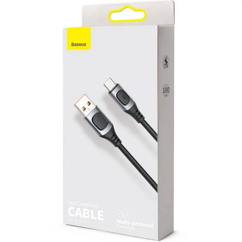 Кабель Baseus Flash Multiple Fast Charge Protocols Cable USB to Type-C PD 5A 1m CATSS-A0G Grey - фото 5