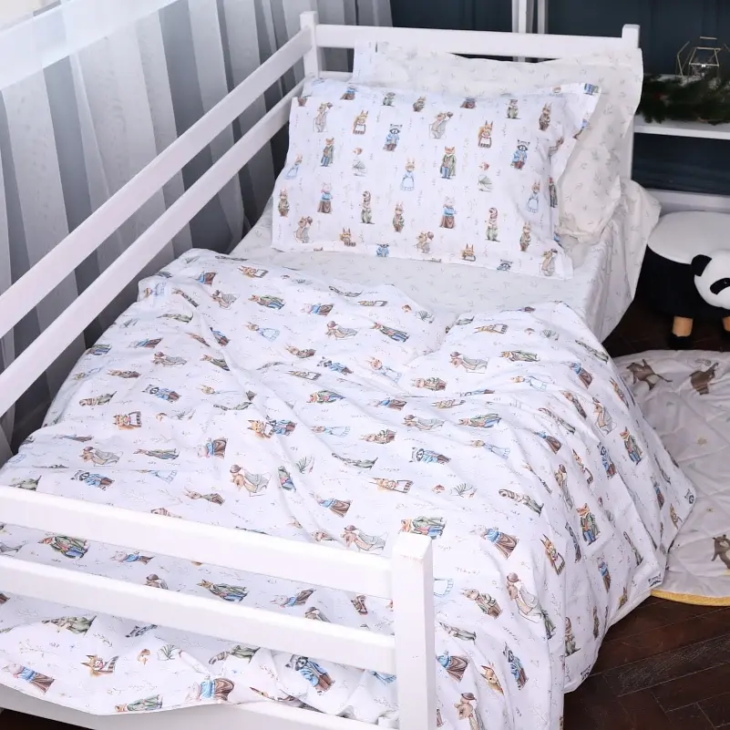 Наволочка MirSon Poplin Line Kids 03 Animals 40х60 см бежевая (2200009712951) - фото 6