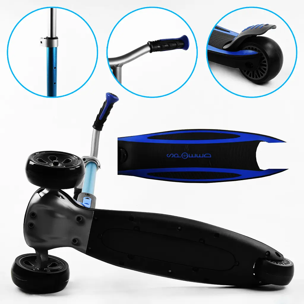 Самокат Best Scooter 69х19х38 см Черно-голубой 000231628 - фото 5