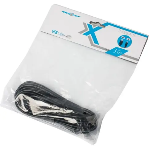 Кабель USB (AM/BM) 3m Maxxtro/Maxxter U-AMBM-10 (принтер, сканер), подвійне екранування Black (о) - фото 2
