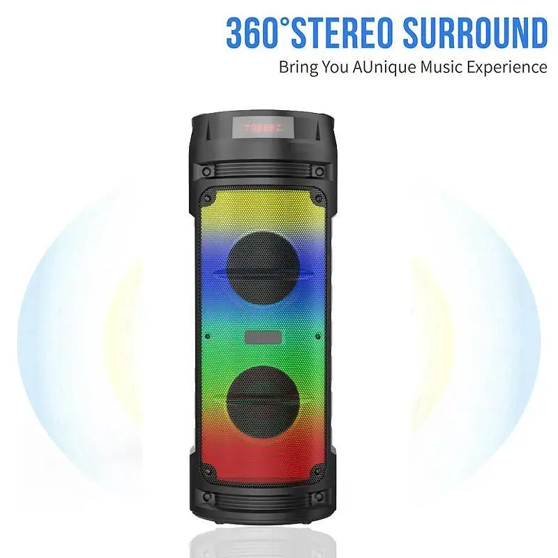 Портативна акустична система Winso ZQS6210W-6.5"x2 з RGB 30W з караоке мікрофоном та пультом - фото 8