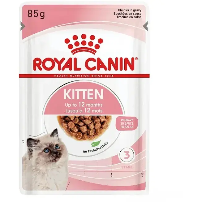 Набор влажного корма для котят Royal Canin Kitten Instinctive кусочки в соусе 1.02 кг (12 шт. х 85 г) - фото 2
