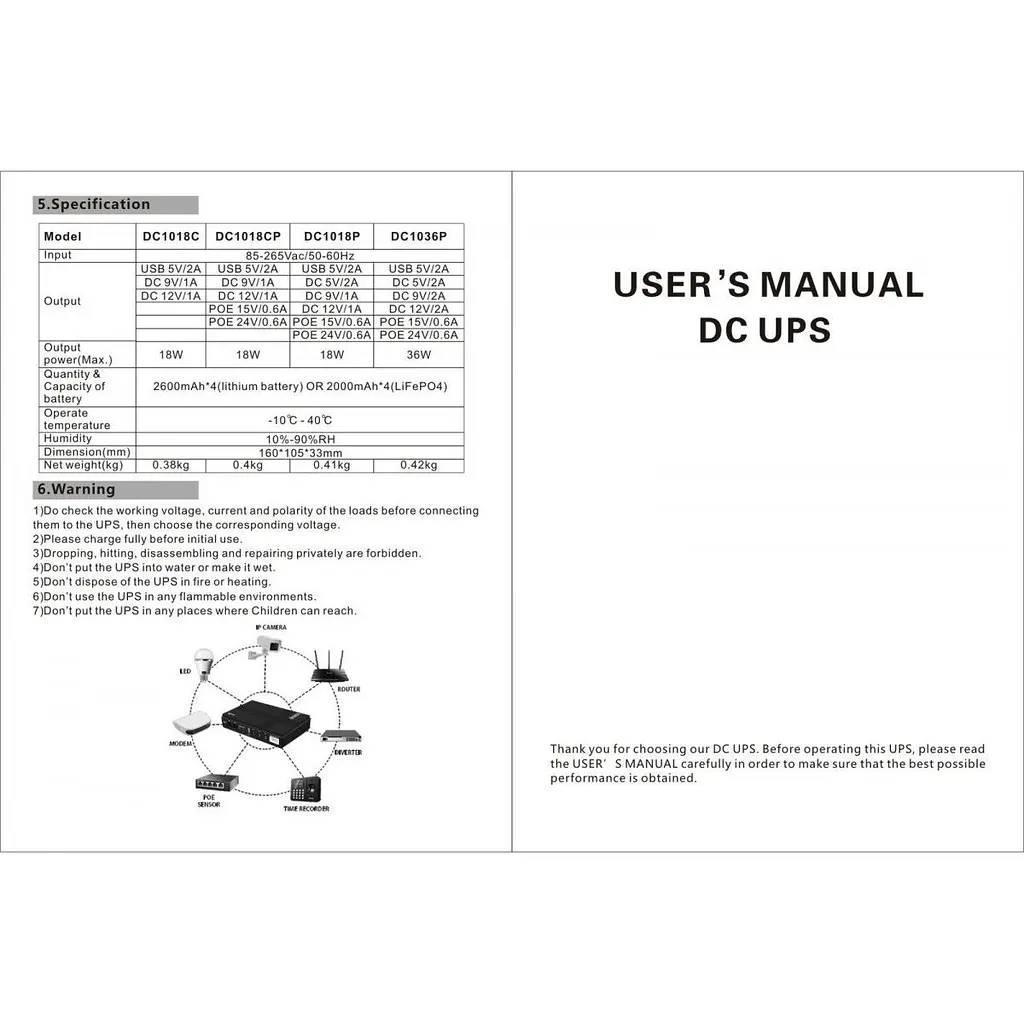 ИБП UPS для роутера DC1018P 12V/ 9V/ 5V 10400 mAh 18W для устройств постоянного тока DC белый - фото 7