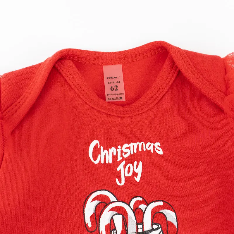 Модний новорічний комплект одягу для дівчинки Cristmas Joy зріст 80 см (9 - 12 місяців) Malena Червоний з принтом - фото 3