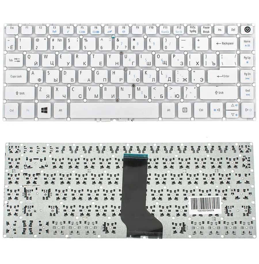 Клавіатура для ноутбука ACER (AS: E5-422, E5-473) rus, white, без фрейма - фото 2
