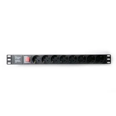 Силовий блок 19 1U 8xSchuko, вимикач, С14 Kingda (KD-PDU-GM-1U-P8-C14) - фото 3