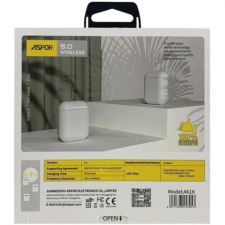 Навушники Aspor A616 Bluetooth 2rd generation білі - фото 2