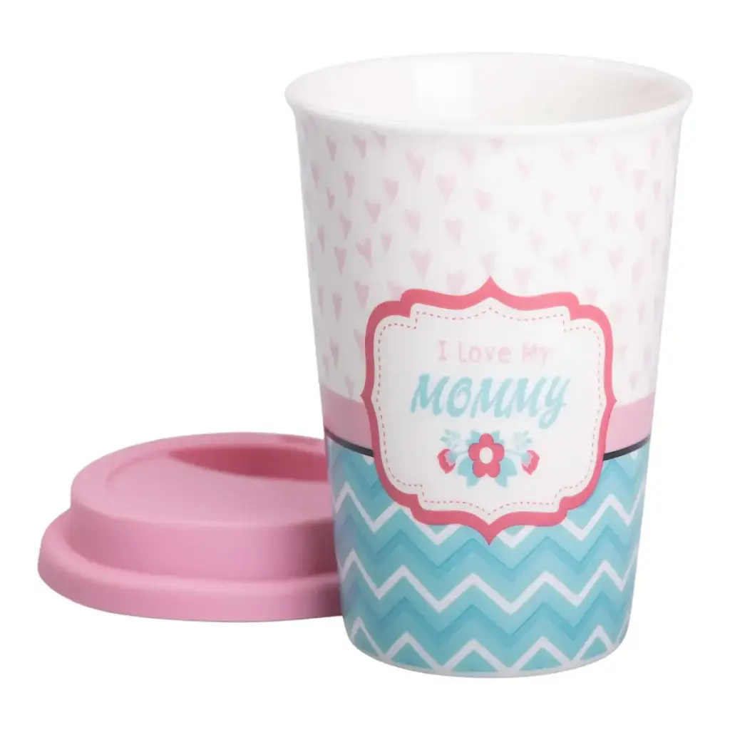 Стакан порцеляновий 420 мл із силіконовою кришкою, i love my mommy Liling Rongxiang Ceramic RX-N240288LM - фото 2