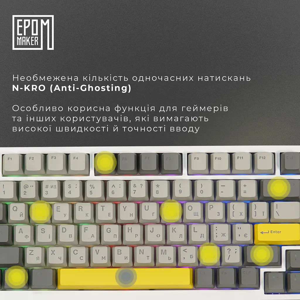 Клавиатура Epomaker AK820 Pro Flying Fish White механическая беспроводная (AK820-PRO-W-FF) - фото 14