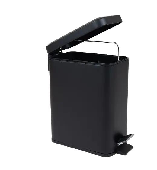 Відро для сміття Zerix Sansa-TC0105 Black з плавним закриттям прямокутне 5 л чорний (ZX5894)  - фото 3