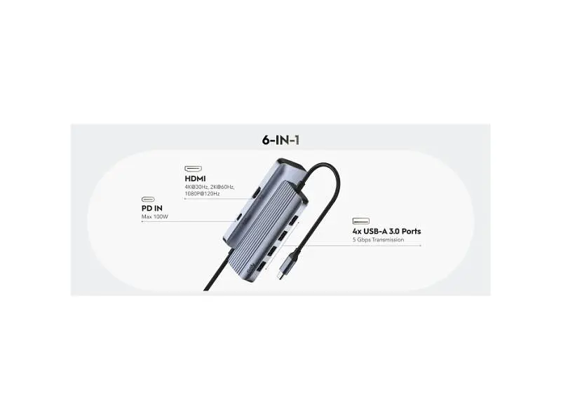 USB-хаб CUDY UH500 Grey - фото 5