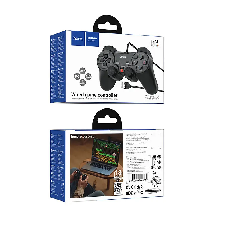 Геймпад дротовий HOCO GA3 Fast link wiчервоний game controller чорний - фото 2