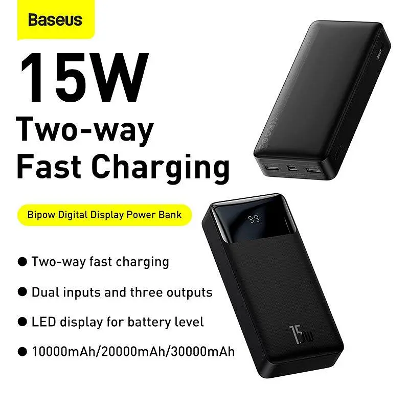 Внешний аккумулятор Baseus Bipow Digital Display Overseas 20000mAh 15W (PPBD050101) черный - фото 5