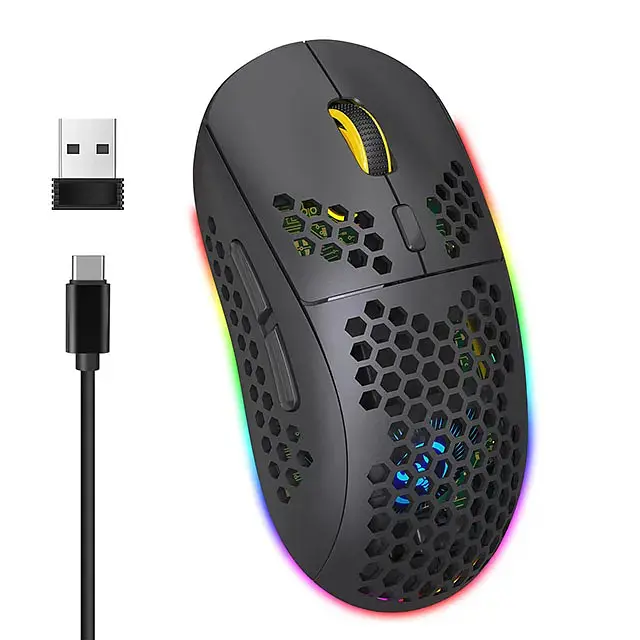 Компьютерная мышь HYSO Т90 беспроводная игровая с аккумулятором и подсветкой 2,4G+Bluetooth - фото 6