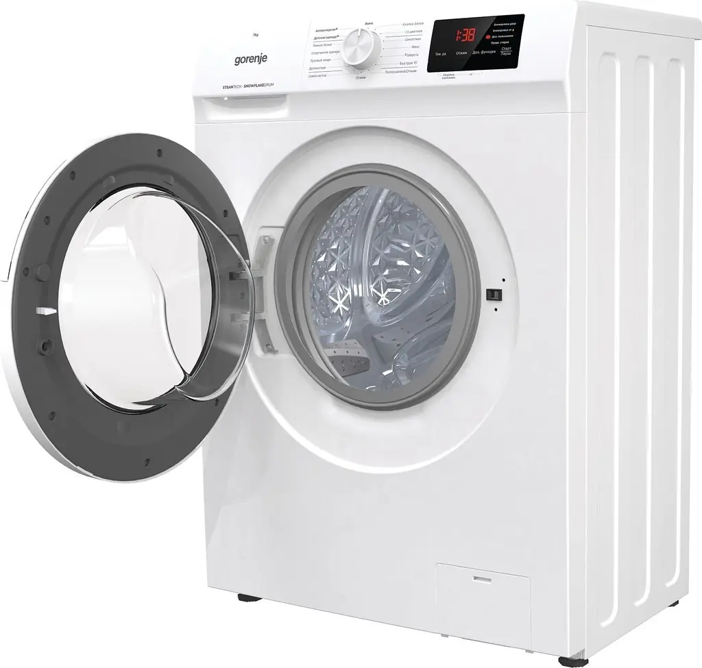 Пральна машина Gorenje з фронтальним завантаженням WHE72SFS, 7кг, 1200, A+++, Пар, глибина 46см, Дисплей, Білий (WHE72SFS) - фото 4