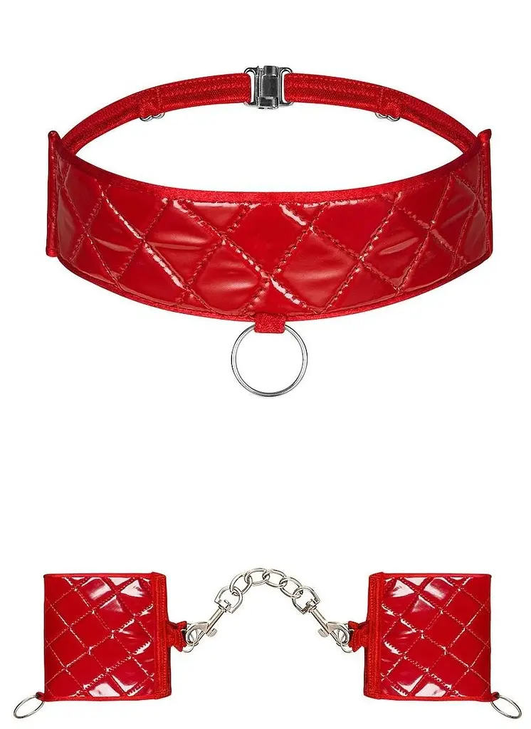БДСМ-набір нашийник та наручники Obsessive Hunteria cuff & chocker O/S — аксесуари для рольових ігор у парі - фото 2