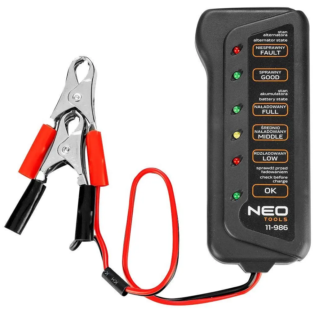 Тестер аккумулятора 12В 2 зажима типа крокодил Neo Tools avt0001208 - фото 2