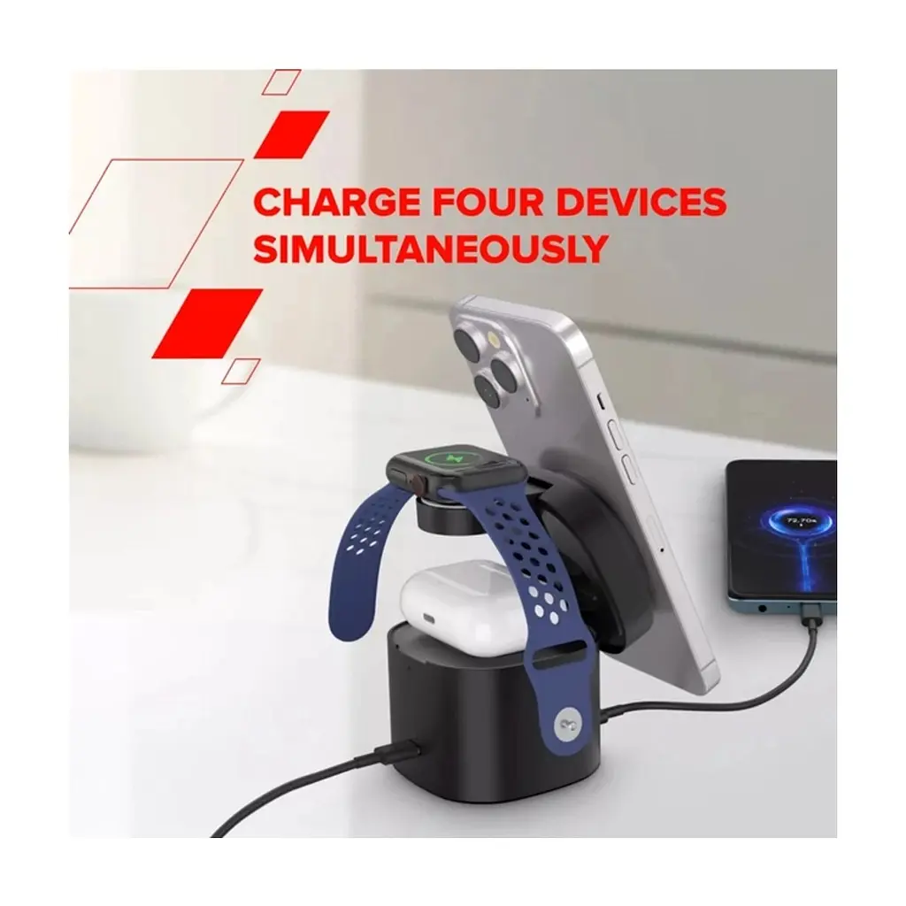 Зарядний пристрій Canyon 4-in-1 wireless charging stand 30W + cable 1.0m white (CNS-WCS405WW/A) - фото 6