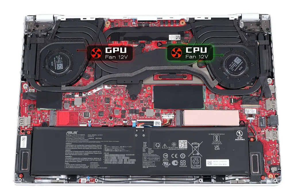 Вентилятор (CPU fan 12V) кулер для моделей ноутбука Asus ROG Zephyrus G16 GU603V, GU603Z (13NR0BL0T07111) Asus, 12V, 4pin - фото 4