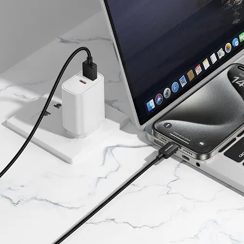 Кабель BOROFONE BX120 Placer charging data cable Type-C 3.0A/1m чорний - фото 5