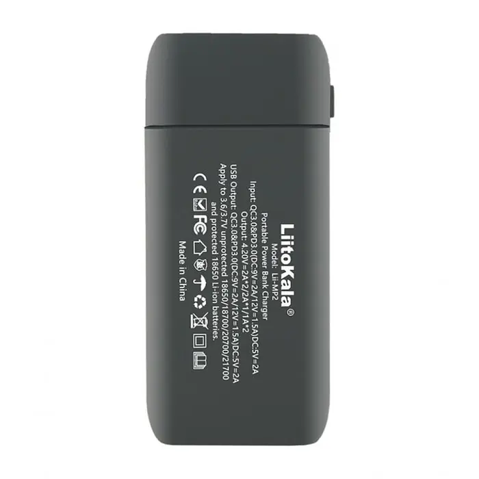 Повербанк-корпус LiitoKala Lii-MP2, для 2 акумуляторів 18650-21700, QC3.0 + PD3.0, LCD дисплей, сірий - фото 3