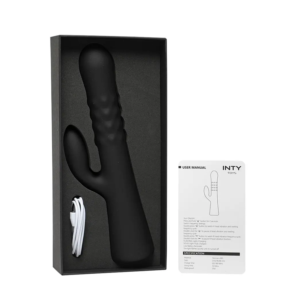 Вибратор-кролик Inty Toys Wave 23.5 см (черный) - фото 2
