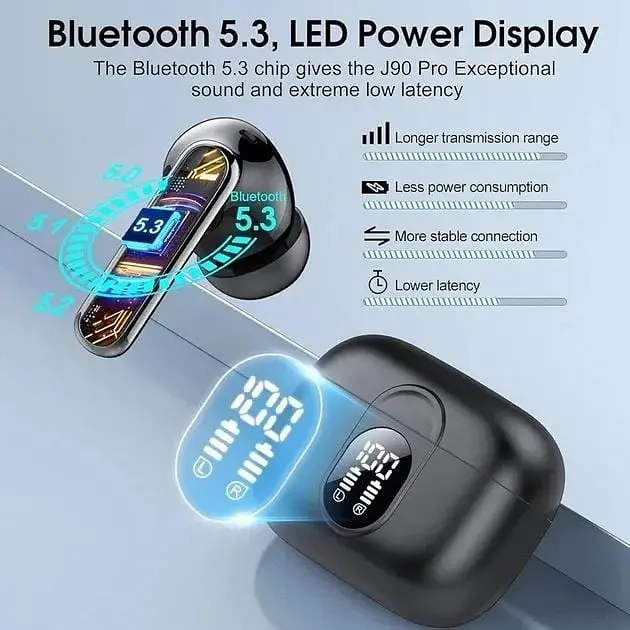Бездротові навушники з мікрофоном Csasan J90 Pro з ENC ААС Bluetooth 5.3 Black  - фото 3